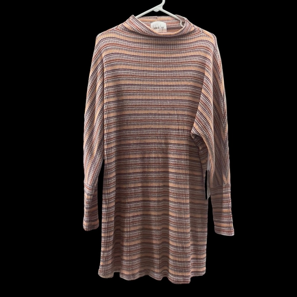 Sadie Sage Shift Dress Size‎ Large Multicolor Striped Long Sleeve Bohemian New